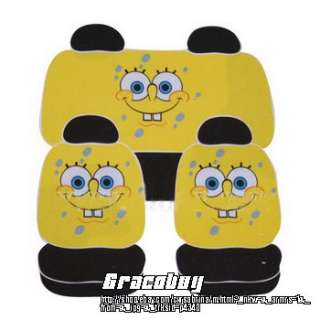 New Universal Yellow Spongebob Car Seat Cover Set 10pcs  