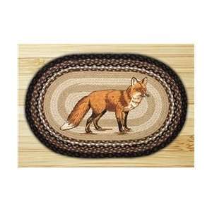  Oval Red Fox Printed Rug, Braided Jute
