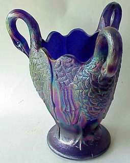 BEAUTIFUL Imperial Carnival Glass Swan Flower Vase  