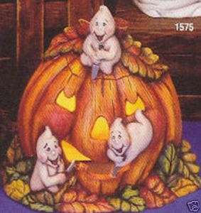 Ceramic Bisque Ghost Carving Pumpkin electric included  