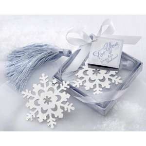 Wedding Favors Snowflake Bookmark with Silver Finish and Elegant Ice 