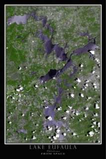 Satellite Poster Map of Lake Eufaula Oklahoma  