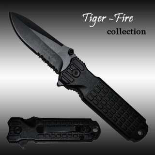 Tiger Fire Spring Assisted Folding Knife   Black  