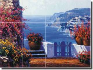 Senkarik Amalfi Coast Art Kitchen Ceramic Tile Mural  