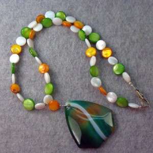 Healing Agate & Mother of Pearl Chakra Necklace  