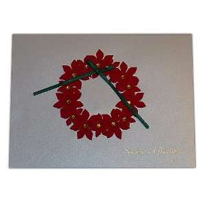   Stunning Red Wreath Burgoyne Hand Made Greeting Card 