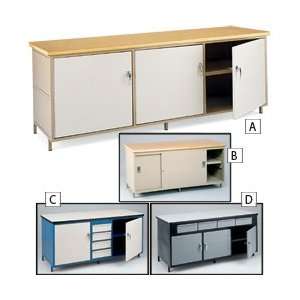   Cabinet Style Workbenches and Accessories   Gray frame/almond door