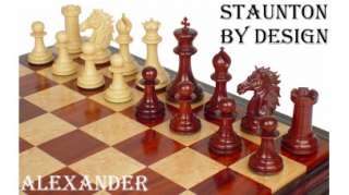 Alexanders Stallion Staunton Chess Set in Red Sandalwood & Boxwood 