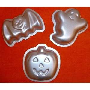 Wilton Cake Pans Halloween Singles Bat Ghost Pumpkin Mini Molds ~ Set 