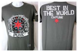 CM Punk Red Star In Punk We Trust Gray T shirt New  