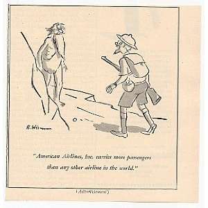   Airlines Caveman Hunter Cartoon Print Ad (23700)