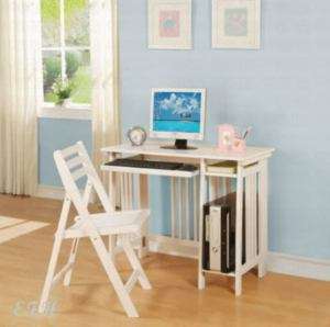 NEW MISSION STYLE WHITE WOOD FOLDING CHAIR & DESK  