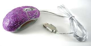 Purple Crystal Rhinestone USB Optical Computer Mouse  