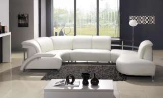 Ultra Modern U Shaped White Leather Sectional Sofa Contemporary Style 