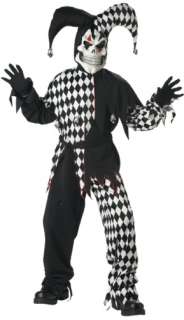 Kids Scary Halloween Costume Boys Evil Jester Outfit L  