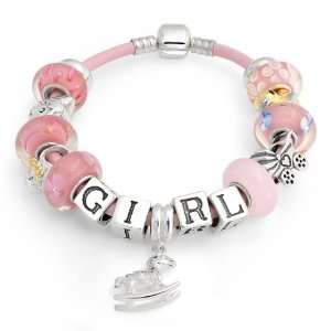   Girl 925 Silver Leather Pandora Style Mothers Charm Bracelet Jewelry