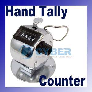 Chrome Hand Tally Counter 4 Digit Number Clicker Golf  