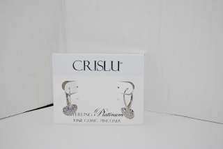   95 Crislu Sterling Platinum Cubic Zirconia Pave Heart Earrings  