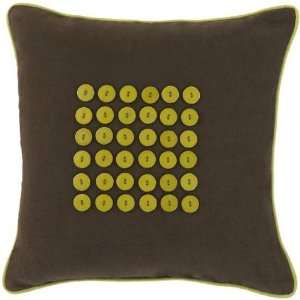   Buttons Pillows   Set of 2   18x18, Chocolate Brown