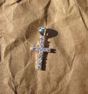 925 Sterling Silver Cubic Zirconia CROSS PENDANT CHARM Small dainty 