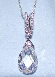   Pear Shape Faceted Cubic Zirconia Pendant Necklace 18 New  