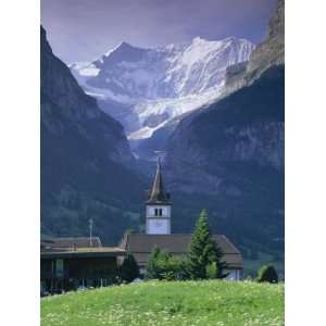  Village Church and Oberer Grindelwald Glacier, Jungfrau 