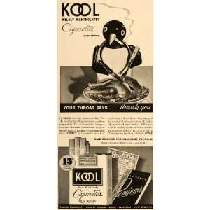 1935 Ad Brown Tobacco Kool Cigarettes Penguin Smoking   Original Print 