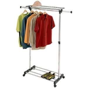   Chrome Extendable Garment Rack with Shelf by Richards