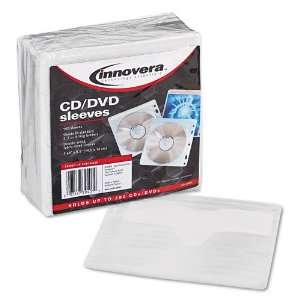 Innovera® Two Sided Fabric Lined Disc Sleeves for Ring Binders, Clear 