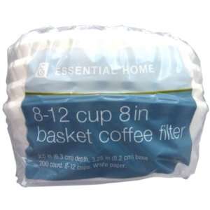 Essential Home 8   12 cup Basket Coffee Filters   200 Count, ( Pack of 