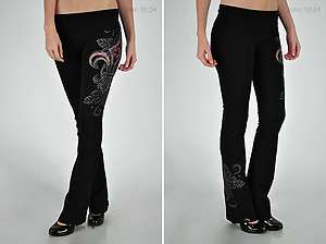 Yoga Pants with Antique Hand Print Fleur De Lis Very High Quality S M 