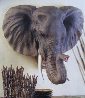 NOBLE ELEPHANT HEAD WALL DECOR PLAQUE 19X16 X11 NEW  
