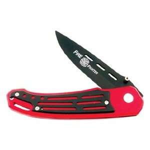 Frost Cutlery Collectible Firefighter Folder Knife   Red/black Plastic 