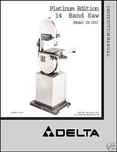 Delta 14 band Saw Instruction Manual #28 255  