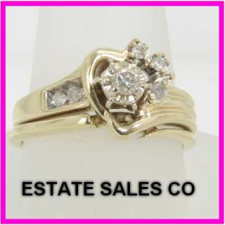   Gold Round Cut Diamond Heart Shape Promise Anniversary Ring .35 Carats