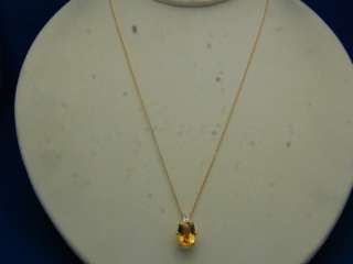 14k Gold Necklace and 10k Citrine Diamond Pendant 15.5 inches  