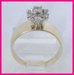 10kyg Diamond Cluster Wide Band Engagement Ring .45ct  