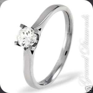 Real Solitaire Diamond Engagement Ring 18K White Gold  