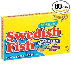 Swedish Fish Assorted Soft & Chewy Candy, 3.5 Ounce Boxes (Pack of 60 