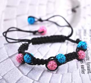   Handicraft Braid Charms Bracelet With 9mm Disco Crystal Ball Beads