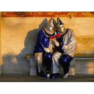  Couple Dressed in Masks and Costumes Taking Part in Venice 
