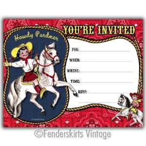  Vintage Western Cowgirl Birthday Party Invitations Toys & Games