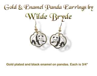 Enamel PANDA Earrings by Wild Bryde Gold Plated  