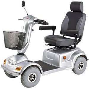Heavy Duty Road Class Four Wheel Scooter, Silver with White Glove 