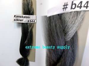 silky kanekalon braid hair dreadlock silver gray #44  