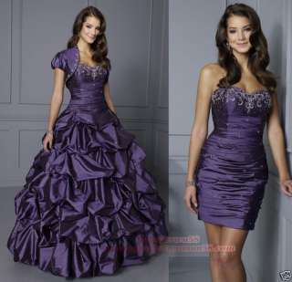 Purple Beaded Quinceanera Dress Removable Skirt E084  