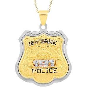 14K Yellow Gold Mens Custom Diamond Police Badge Pendant 0 