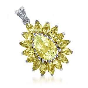   and Marquise Cut Citrine Gemstone 32mm x 19mm Pendant Charm Jewelry