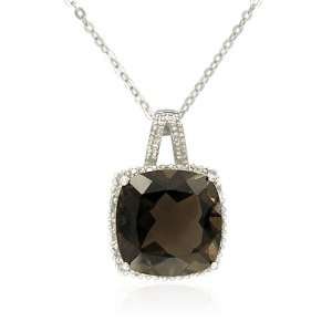    Cut Created Smoky Quartz with Cubic Zirconia Accent Pendant, 18.5