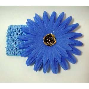  NEW Blue Daisy Flower Girls Crochet Headband, Limited 